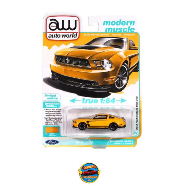 Auto World 1:64 2012 Ford Mustang Boss 302 Yellow Blaze