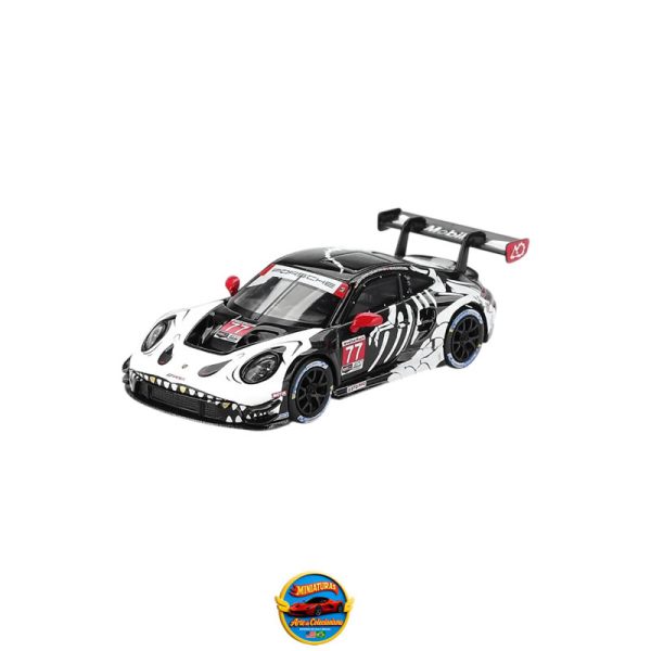Mini GT MiJo Exclusive Porsche 911 GT3 R #77 AO Racing 2025 IMSA Petit Le Mans "Skeleton Rexy" #1143