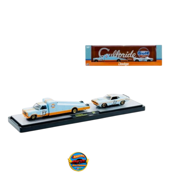 M2 Machines Auto-Haulers Gulf – 1974 Dodge Truck &amp; 1970 Dodge Challenger T/A