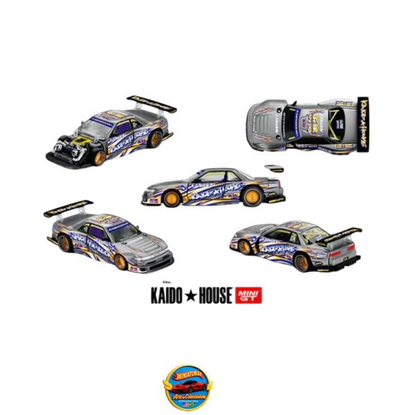 Mini GT x Kaido House Collab – Nissan Silvia S13-R Kaido Drift V1 Greddy Gunmetal Gray