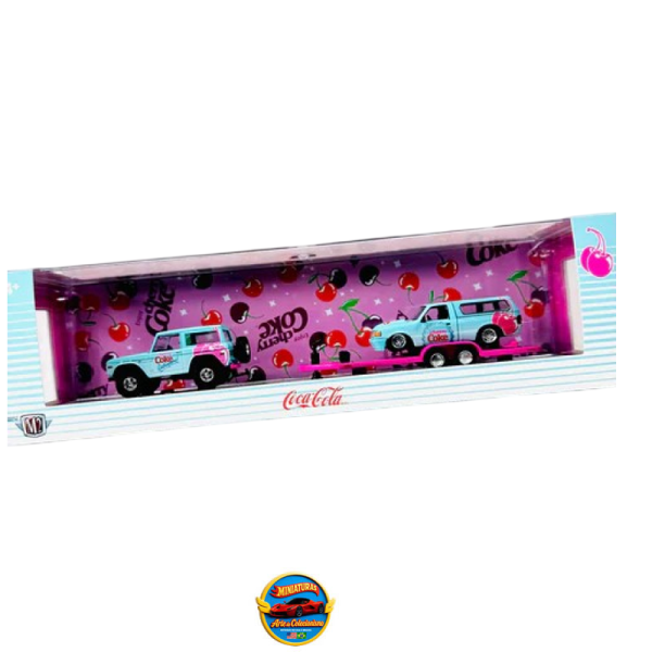 M2 Machines Auto-Haulers Coca-Cola Cherry Coke – 1976 Ford Bronco &amp; 1995 Ford Ranger XLT Truck
