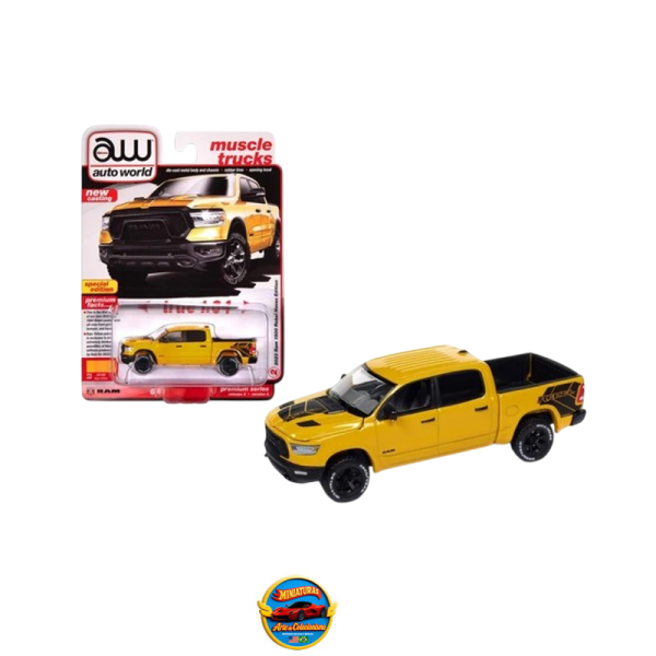 Auto World 2024 Release 4 Muscle Trucks – 2023 RAM 1500 Rebel Havoc Edition (Baja Yellow)