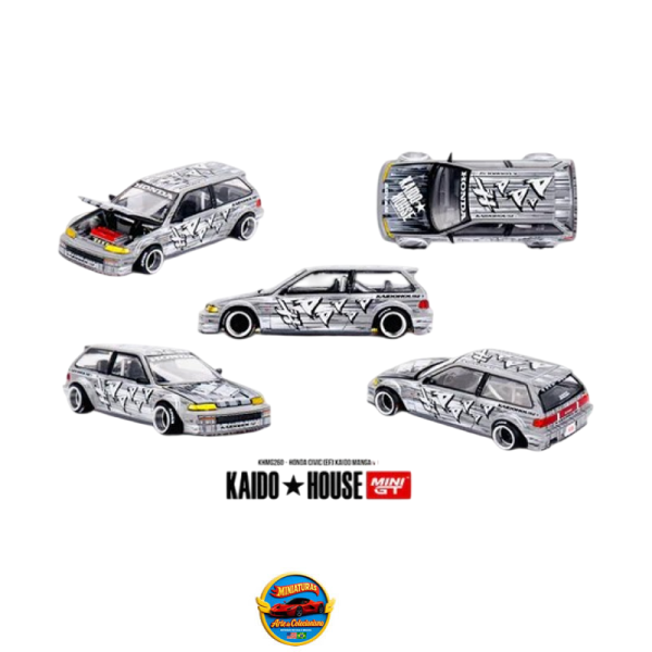 Mini GT x Kaido House Collab – Honda Civic EF Kaido Manga V1 Silver #260