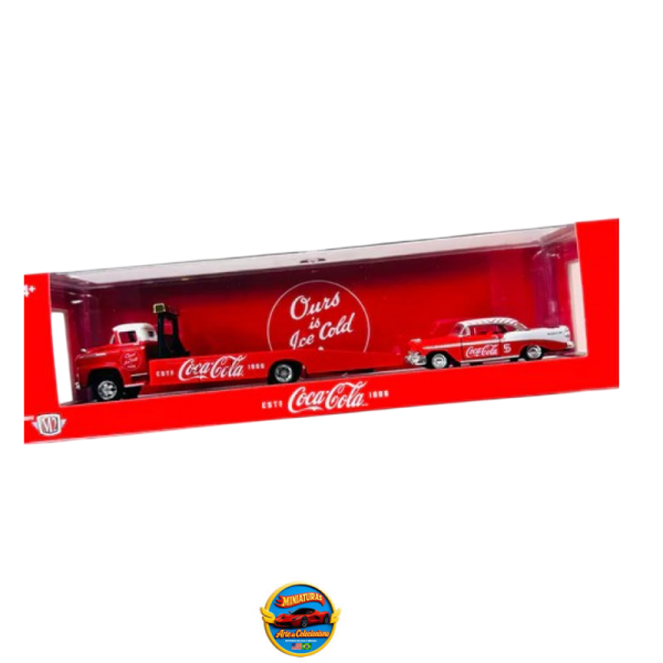 M2 Machines Auto-Haulers Coca-Cola – 1958 Chevrolet Spartan LCF Truck &amp; 1956 Chevrolet Bel Air